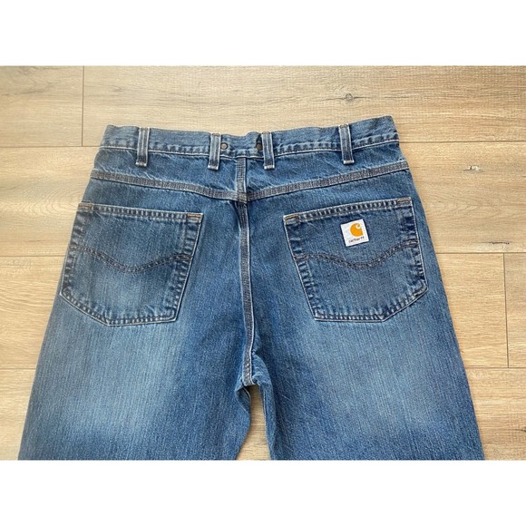Carhartt Workwear Mens 35 x 30 Medium Wash Relaxed Fit B213 Blue Jeans - Picture 7 of 9